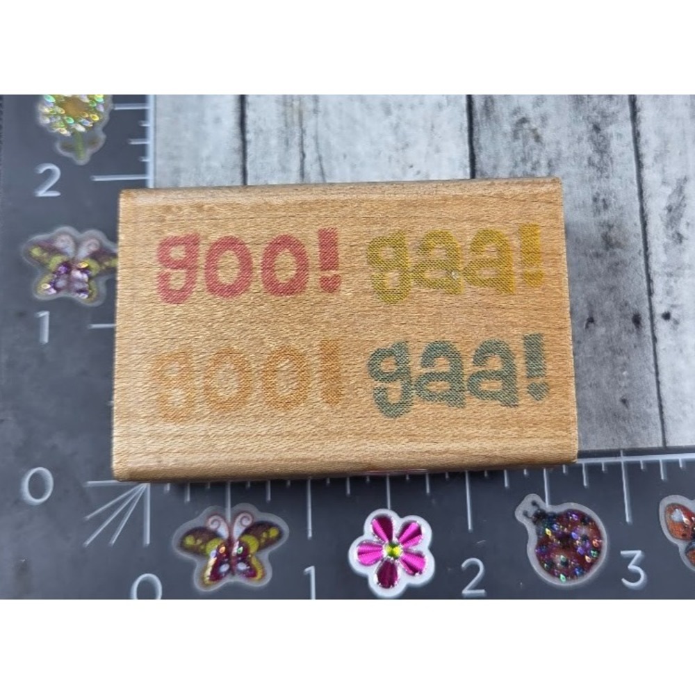 Hampton Art Goo Gaa Baby Words Print PS0044 Rubber Stamp Wood #Q82